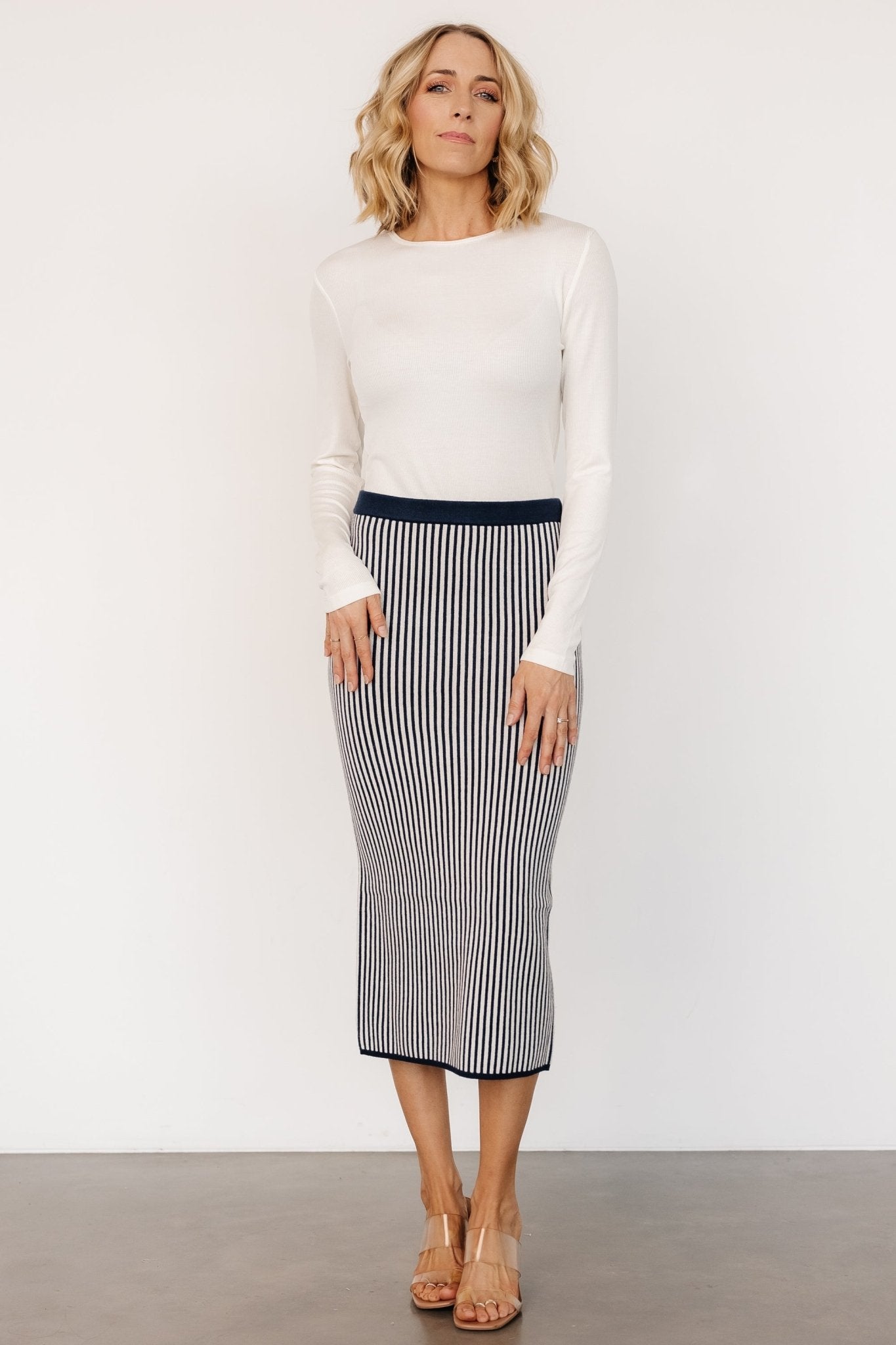 Alonso Knit Midi Skirt | Navy Stripe Cheap Sale Footaction