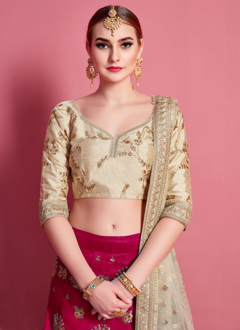 Fantastic Pink Heavily Embroidered Silk Base Lehenga Choli Visit New Online