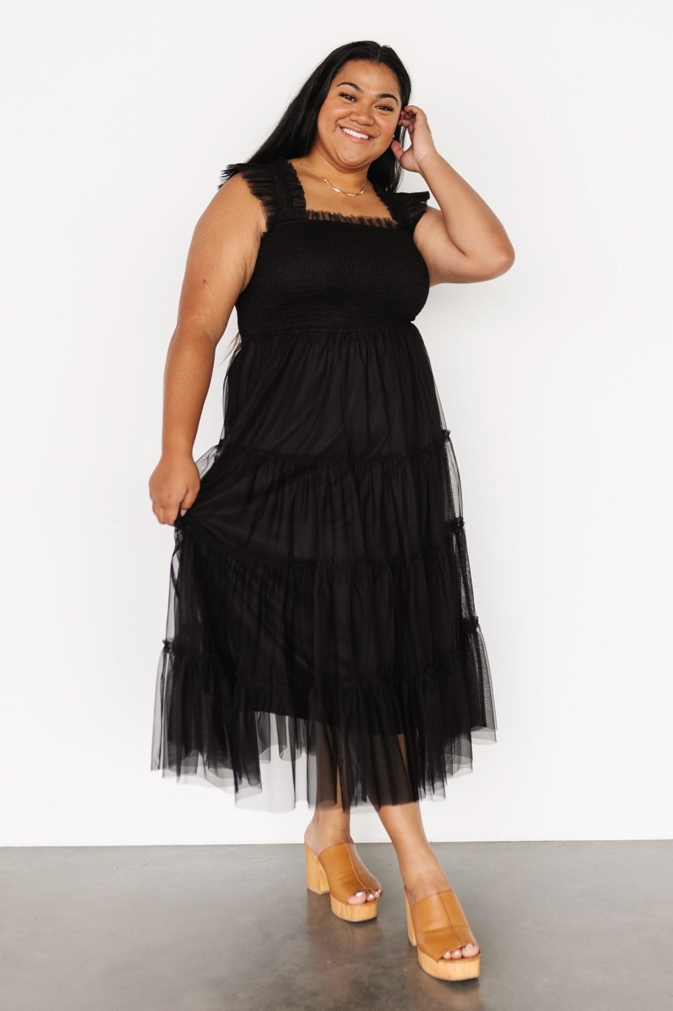 Emma Smocked Tulle Dress | Black Outlet Discount Authentic