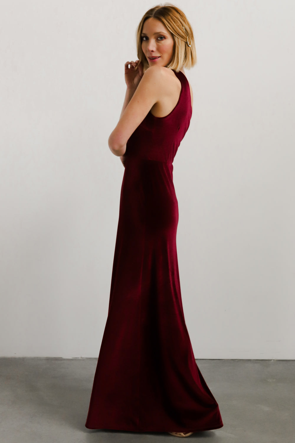 Tatiana Velvet One Shoulder Maxi Dress | Merlot Outlet Deals