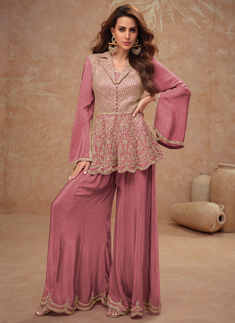 Designer and Exquisite Embroidered Peplum Style Palazzo Suit Pick A Best