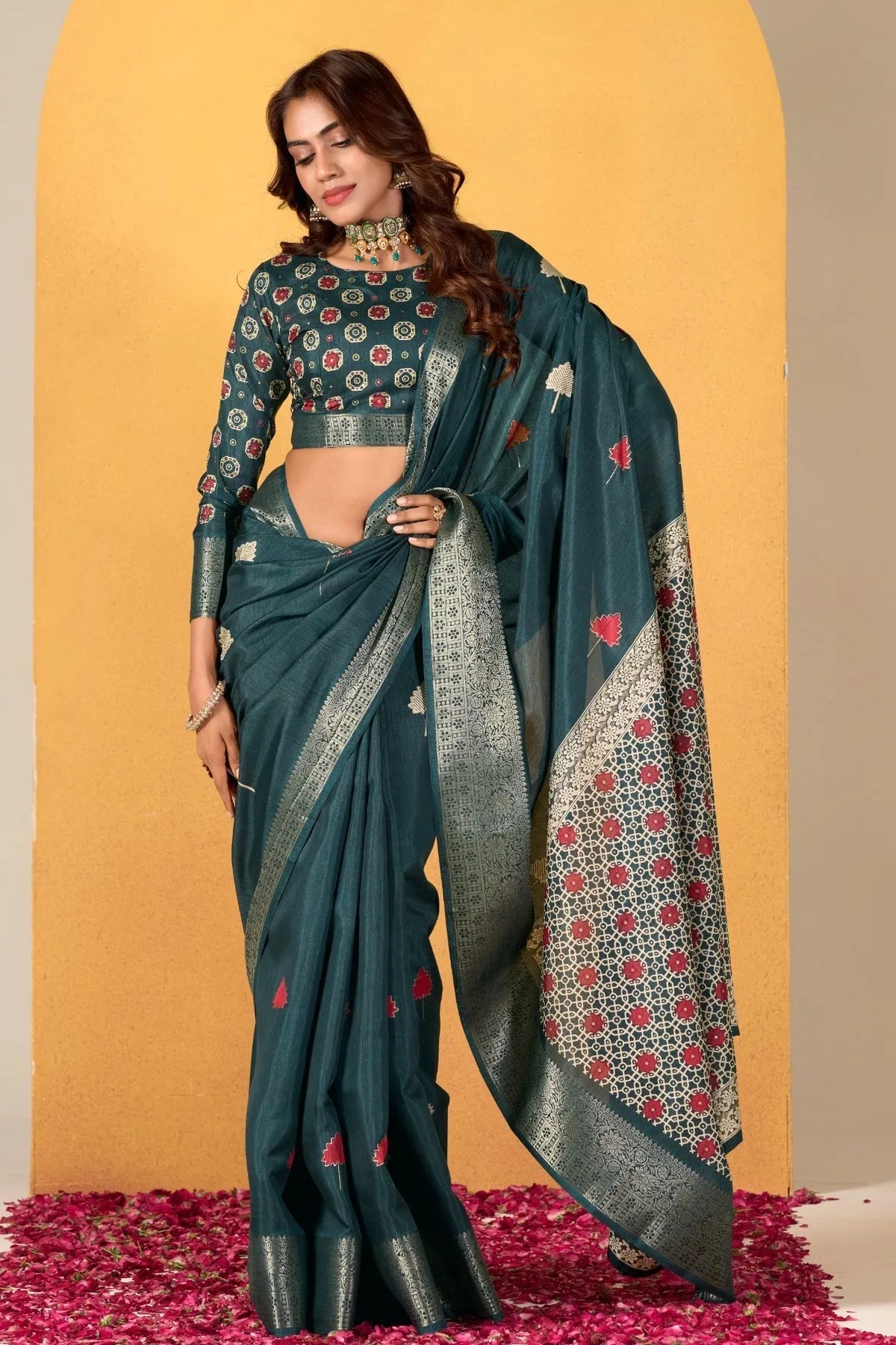 Mineral Green Soft Dola Silk Saree Featuring Detailed Woven Artistry Genuine Sale Online