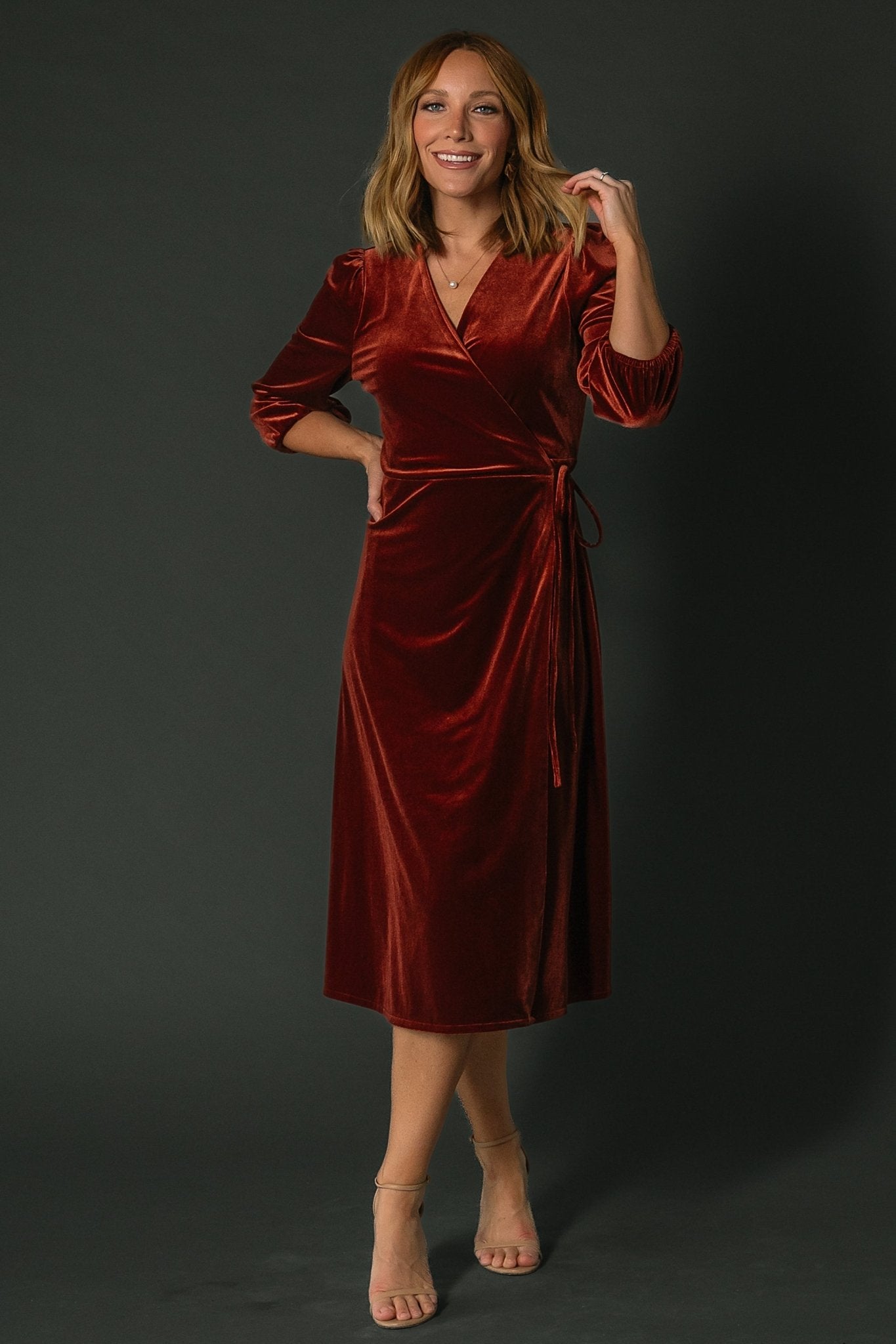 Beckinsale Velvet Wrap Dress | Cinnamon Discount Looking For