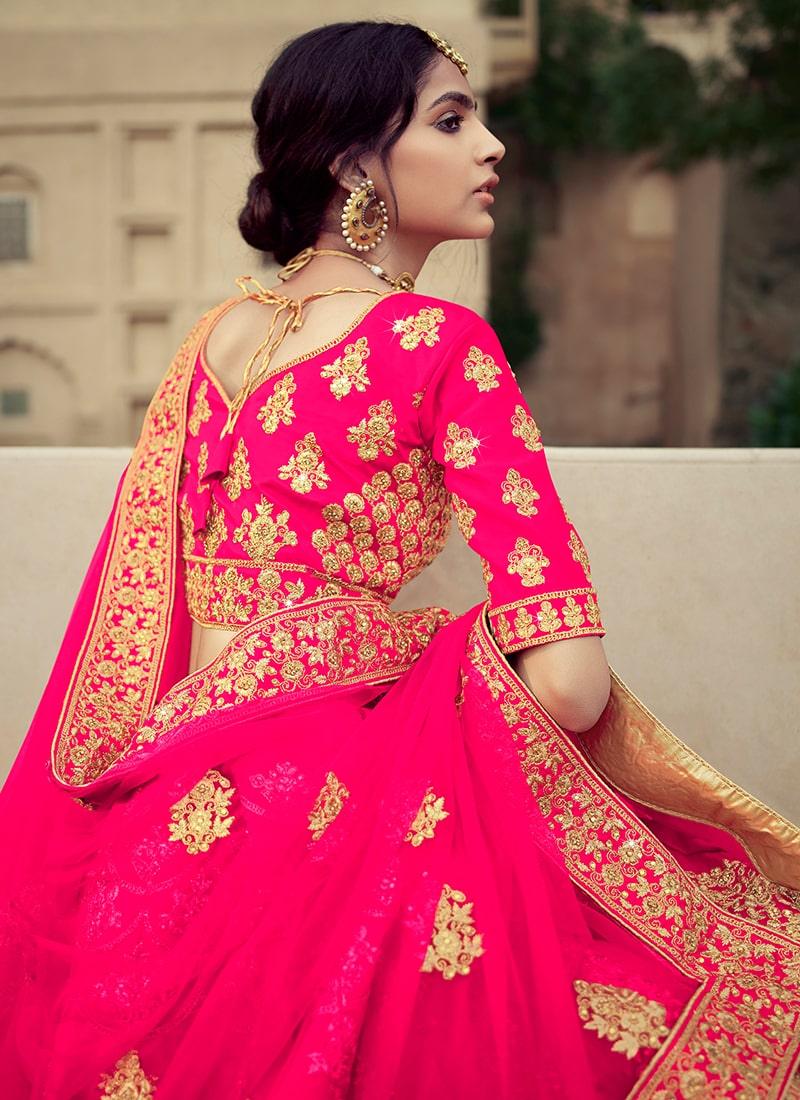 Pink Color Dori Work Satin Fabric Lehenga With Net Dupatta Clearance Inexpensive