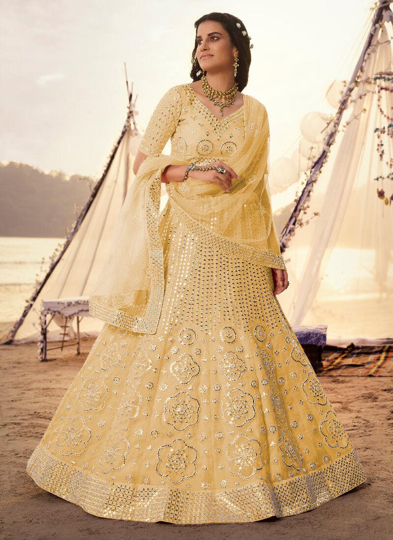 Magical Yellow Foil Mirror Work Lehenga Choli Set Visit New Sale Online