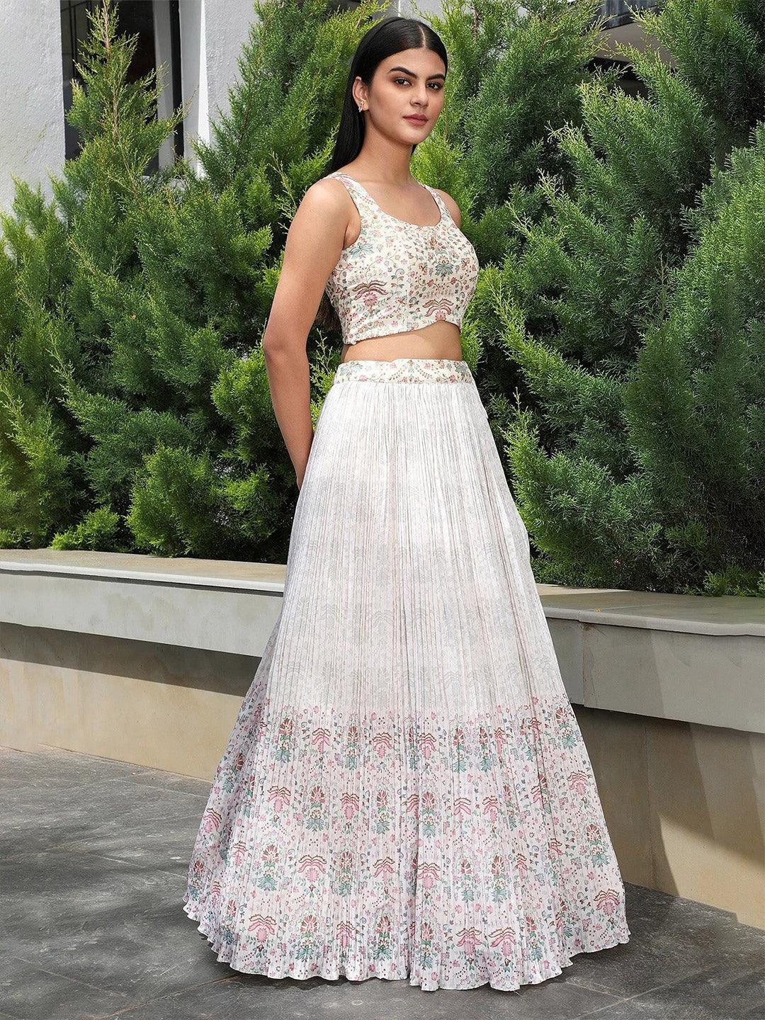 Off-White printed Georgette flared lehenga choli Limited Edition Online