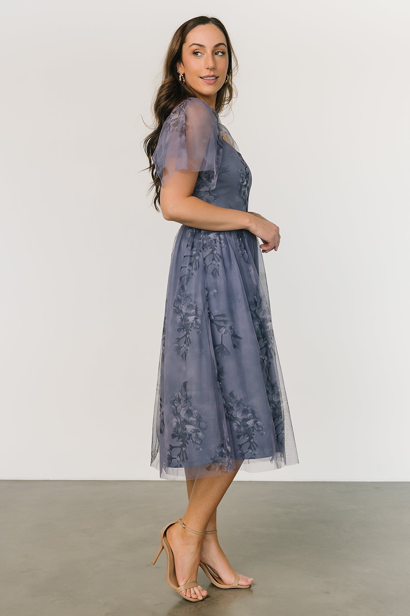 Gwyneth Tulle Midi Dress | Slate Blue Multi Cheap Sale Collections