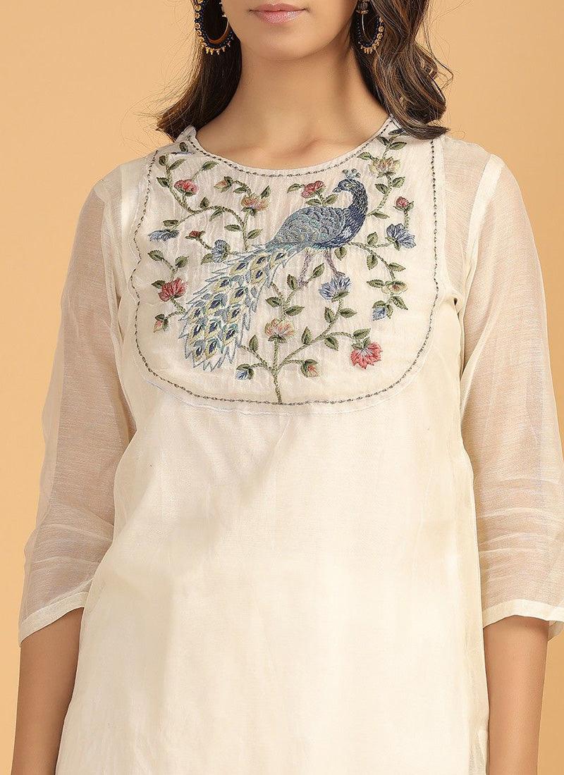 Splendid White Cotton Festive Wear Designer Kurti View Cheap Online