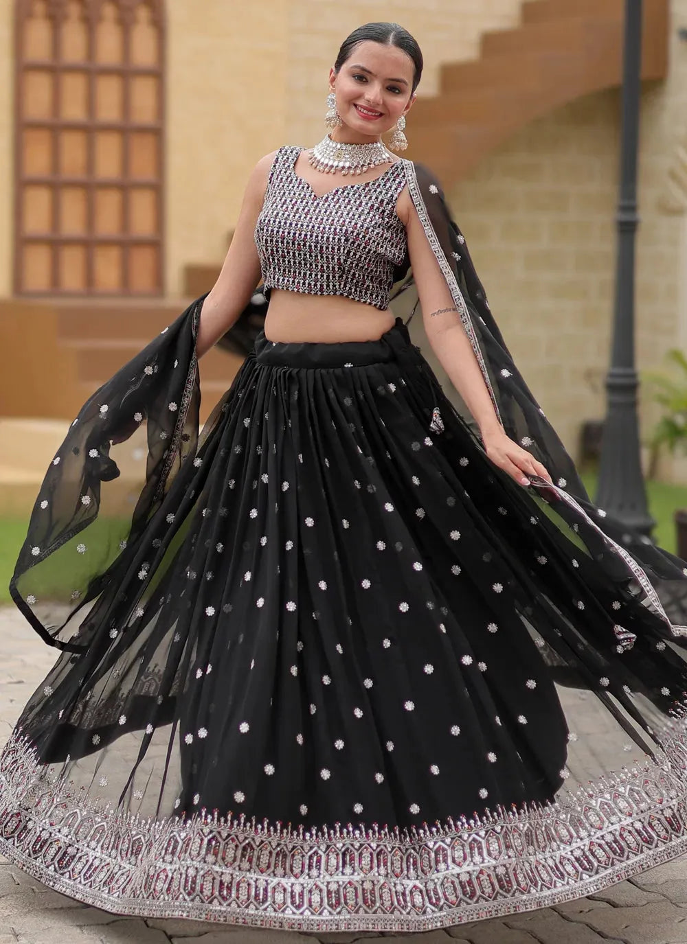 Designer Black Classic  Lehenga Choli Set Online Online Clearance