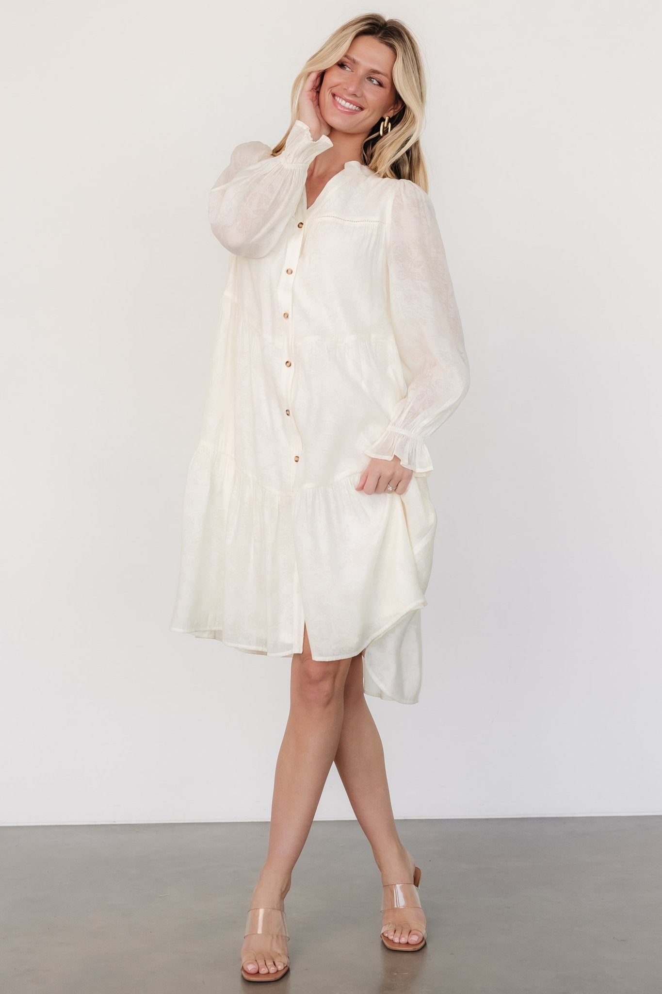 Brenna Button Midi Dress | Cream Sale Choice