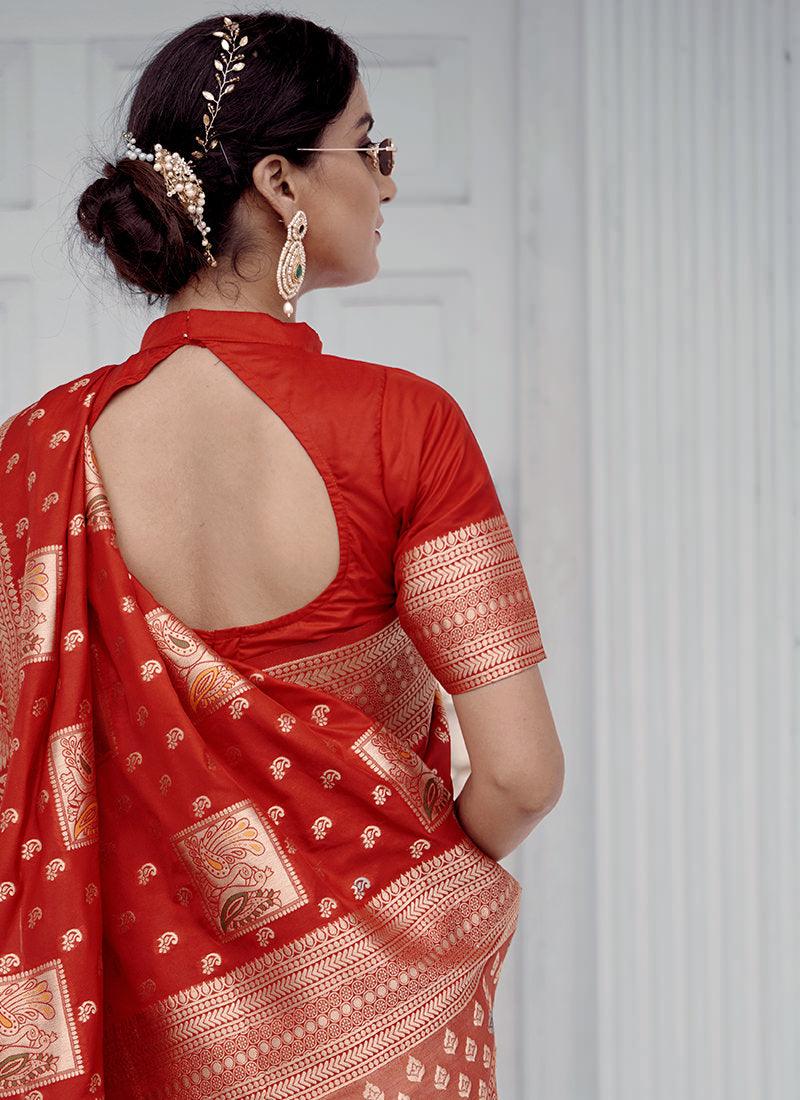 Red Color Classic Silk Saree Outlet Pay With Paypal