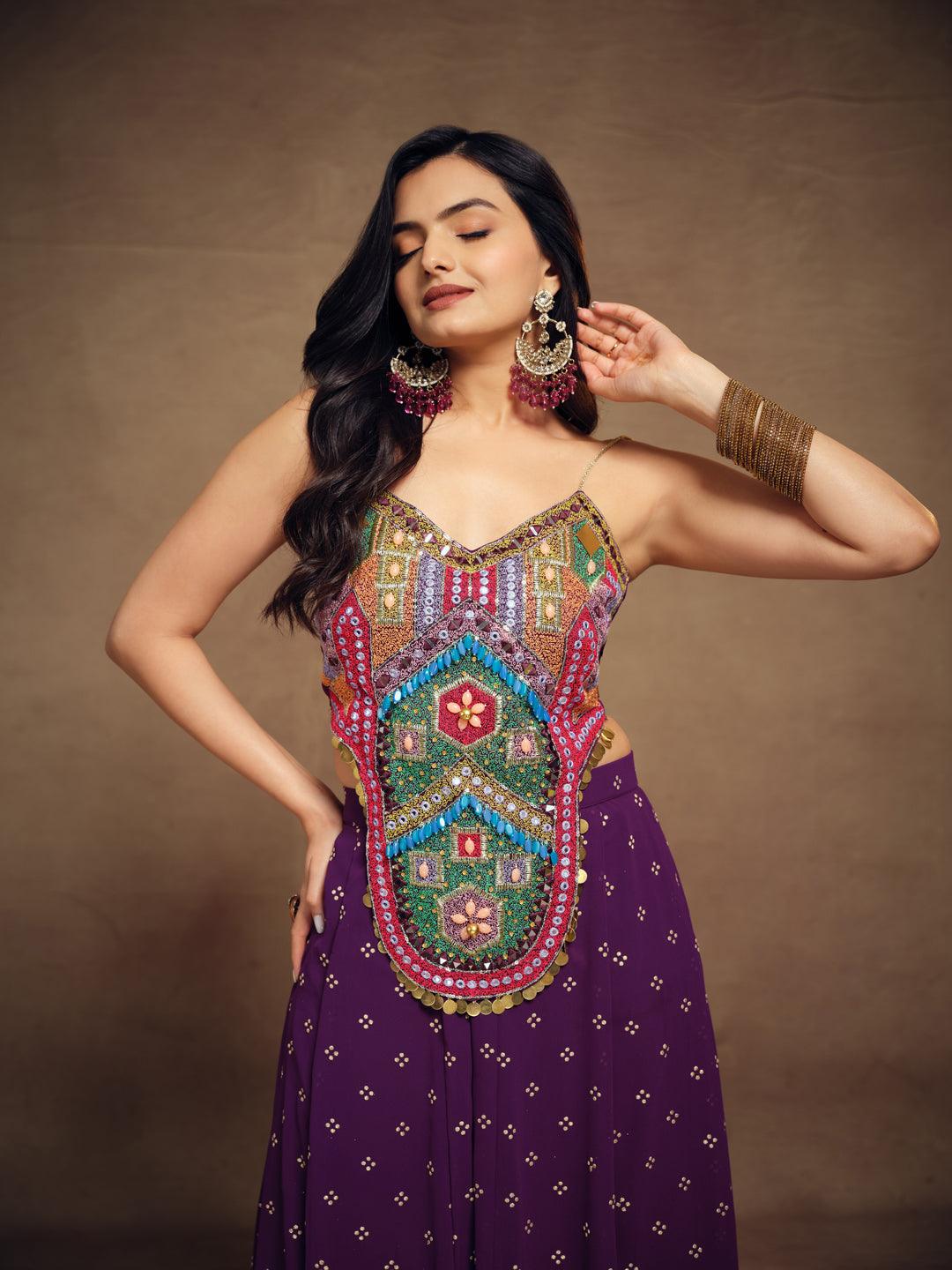 Purple silk Embroidered ready-to-wear co-ords 2025 New Sale Online