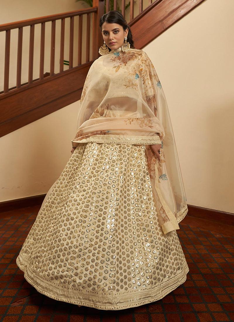 Beige Color Art Silk Material Lehenga With Sequins Work Browse Cheap Pice