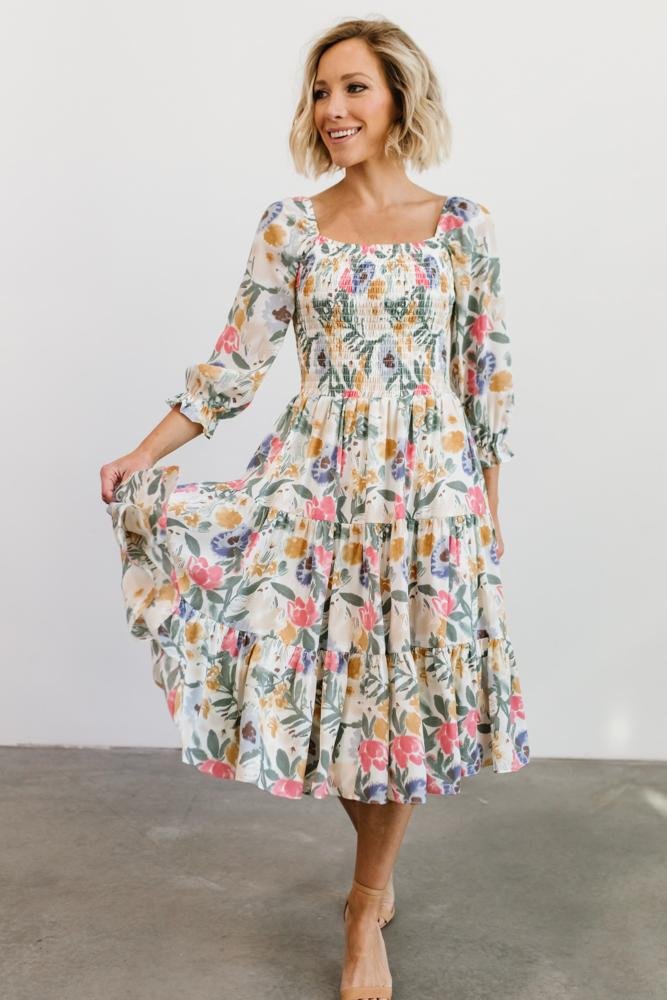 Marta Smocked Midi Dress | Multi Floral Amazon Sale Online