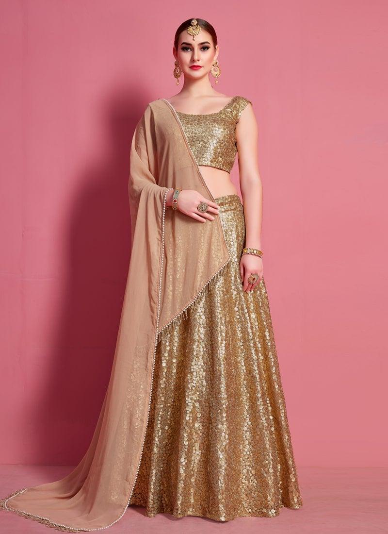 Beige Color Soft Net Material Sequins Work Lehenga Choli Sale Online Cheap