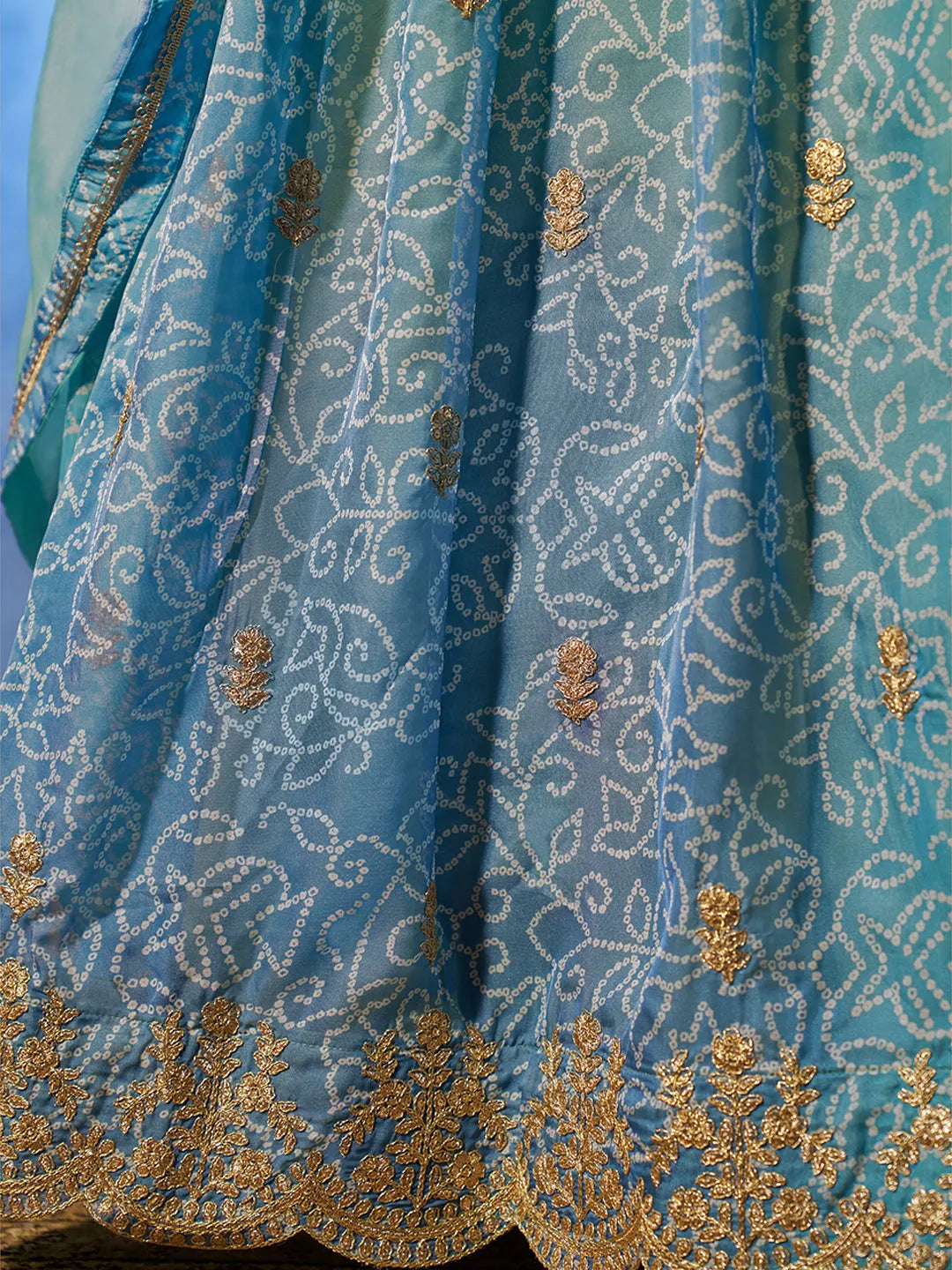 Breathtaking Blue Printed or Embroidered Organza Lehenga Choli Sale Amazing Pice