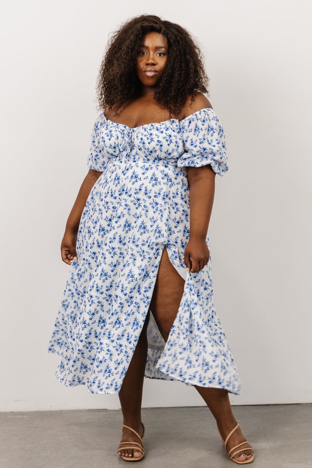 Gwen Smocked Midi Dress | Blue Floral Buy Cheap Big Discount