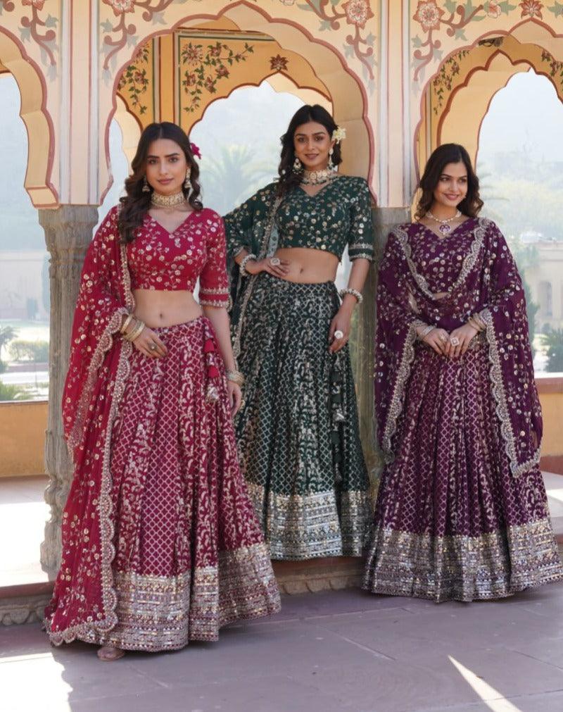 Attractive Pure Viscous Georgette Heavy Sequins Embroidered Lehenga Choli Set Countdown Package