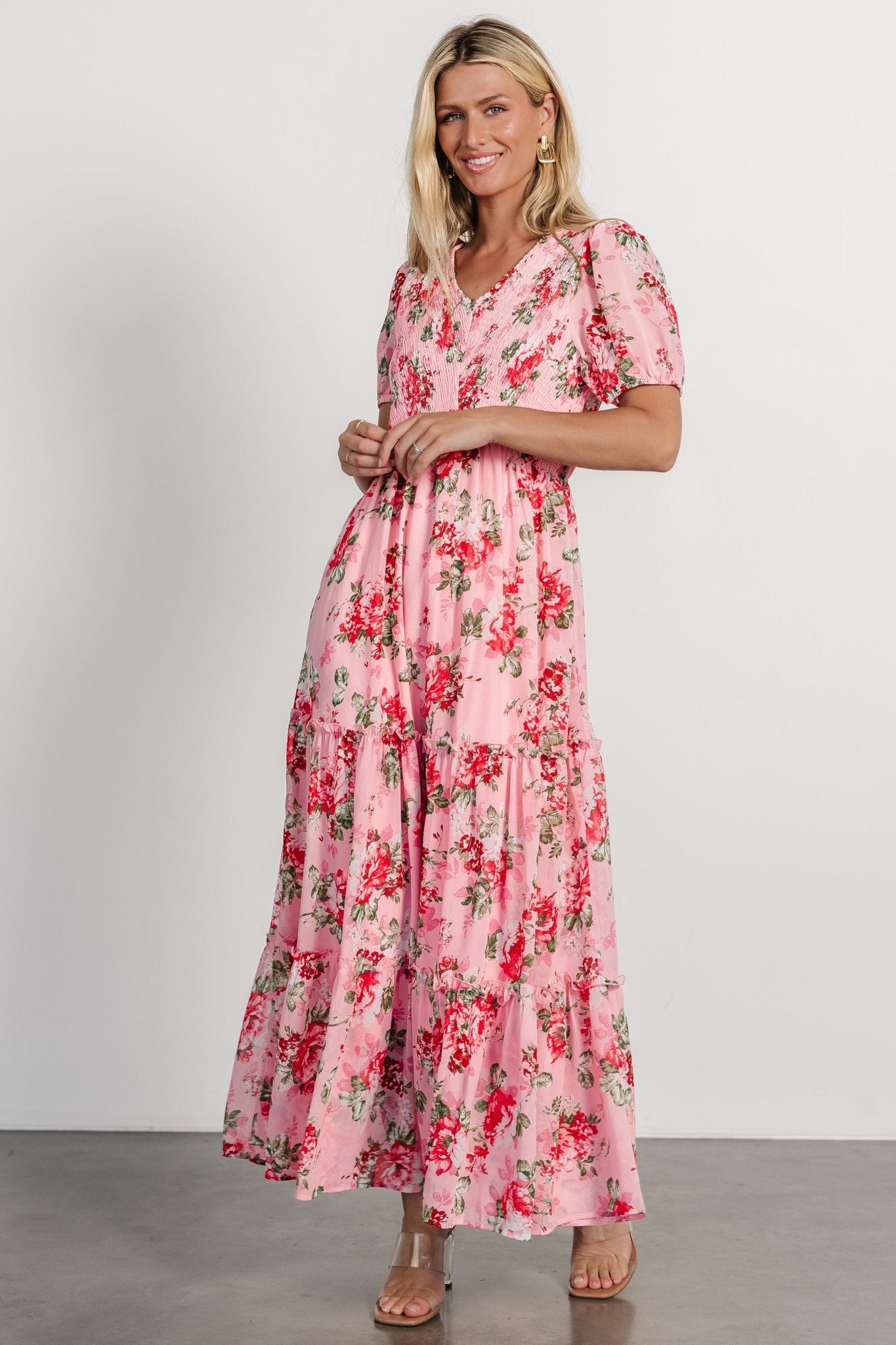 Cadella Maxi Dress | Pink Floral Cheap Pick A Best