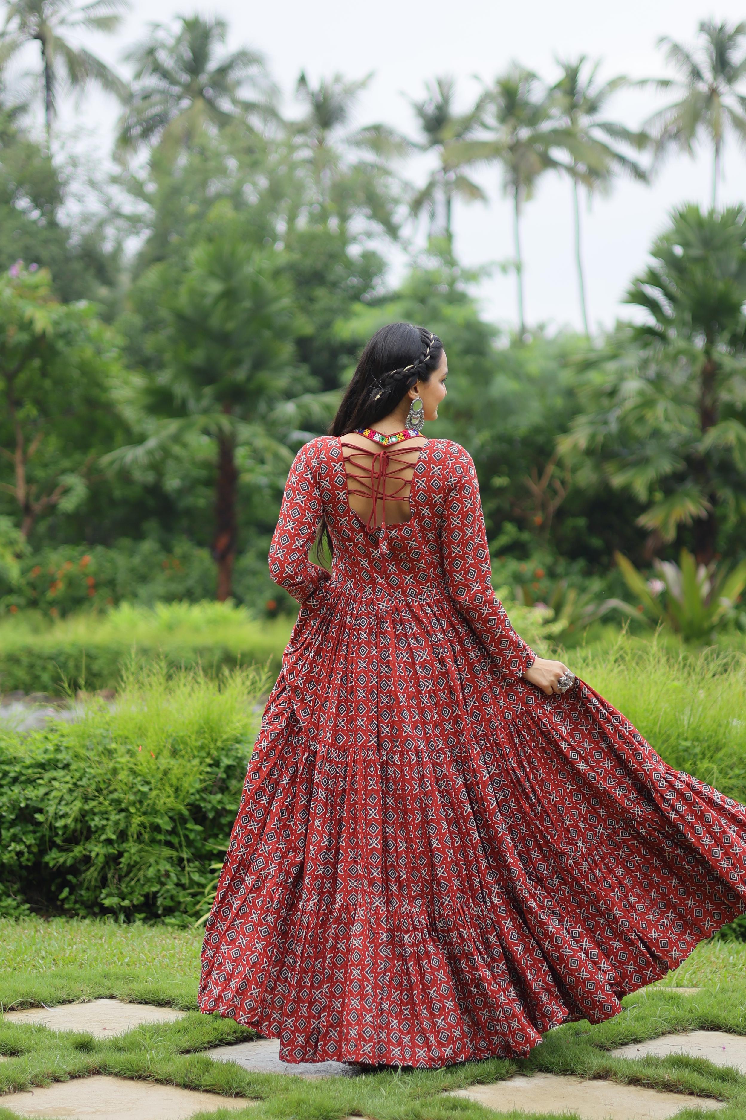 Fabulous and Comfortable Cotton Printed Navaratri Gown High Quality