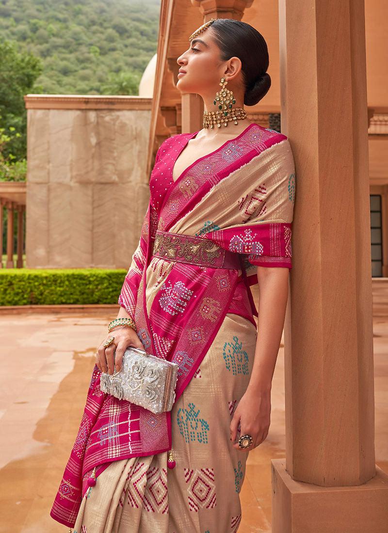 Elegant Red and Green Silk Saree with Matching Blouse Largest Supplier Online