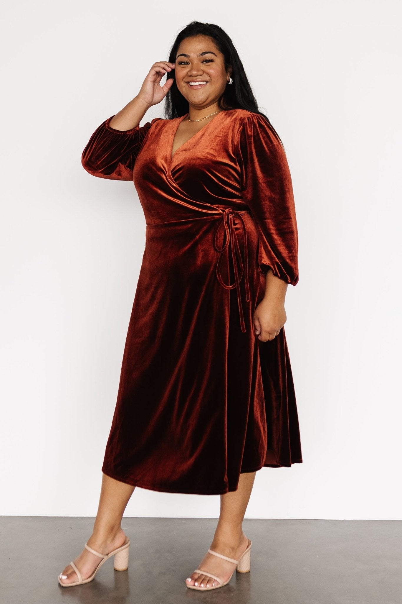 Beckinsale Velvet Wrap Dress | Cinnamon Discount Looking For