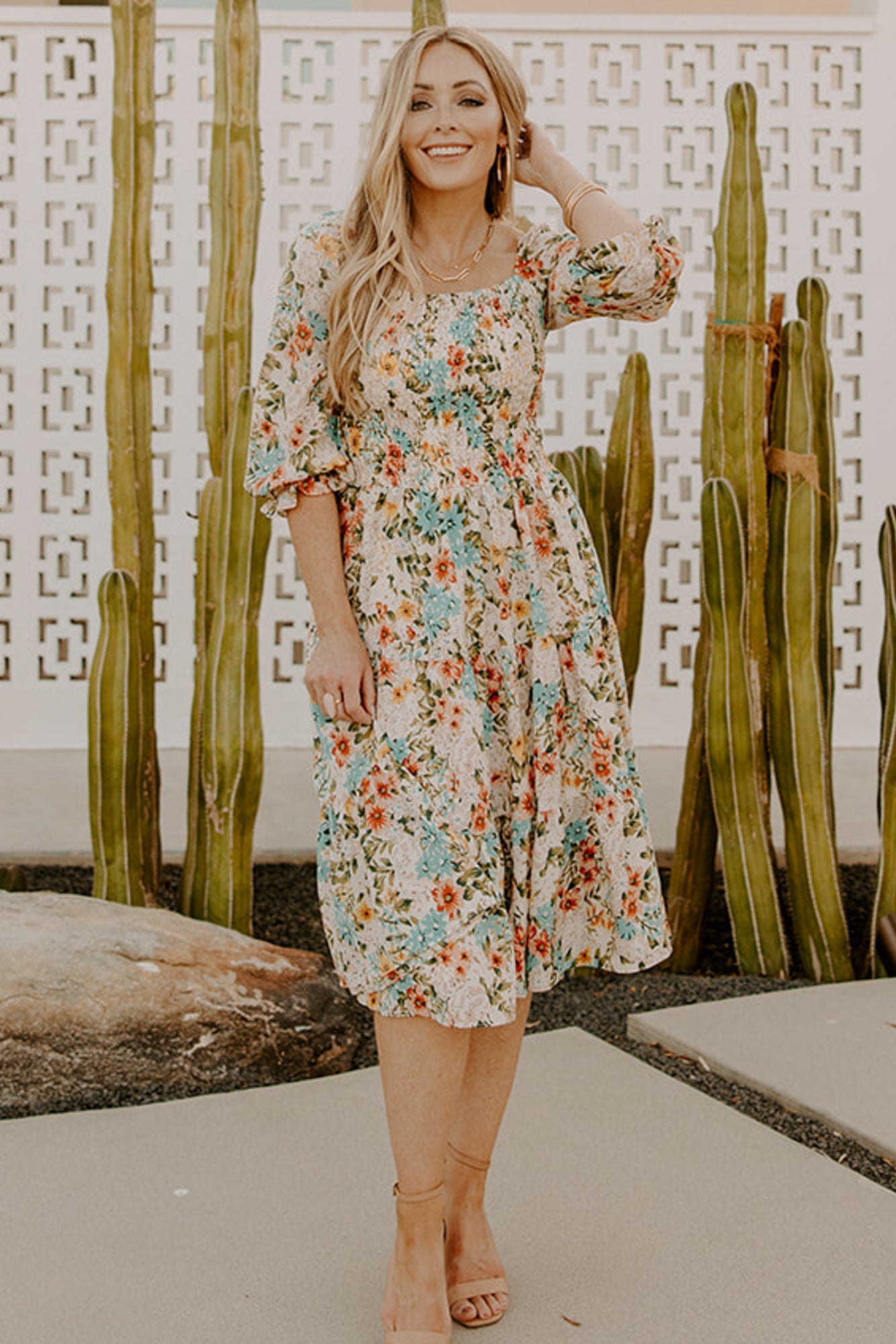 Marta Smocked Midi Dress | Summer Floral 100% Authentic