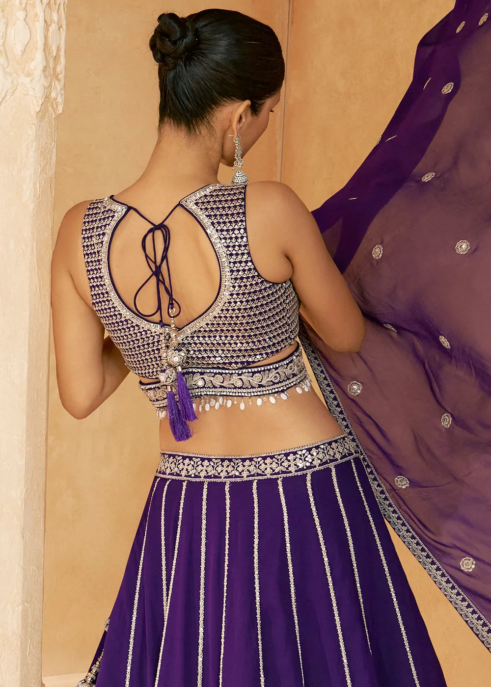 Angelic Purple Embroidered Bridal Lehenga Choli Cheap New Arrival