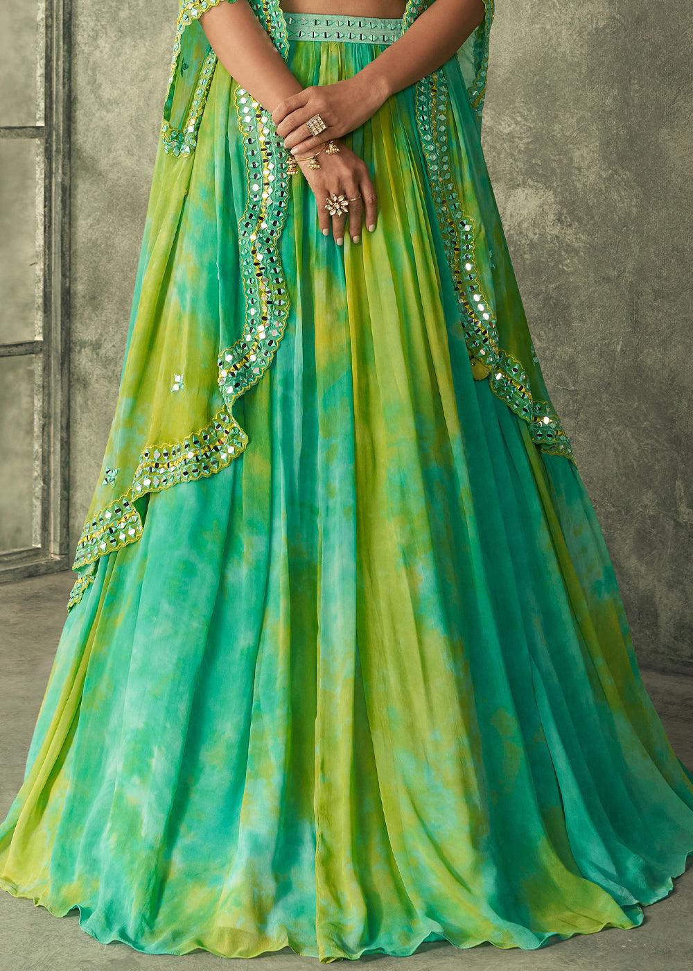 Green Fancy Designer Lehenga Choli Shrug Set Outlet Order