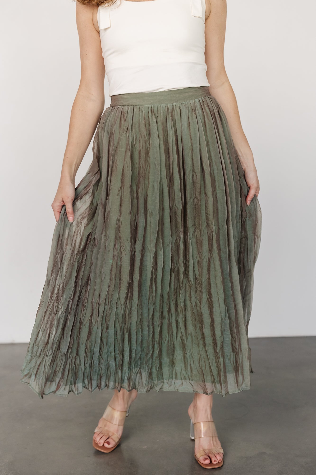 Cyra Midi Skirt | Sage Under 70 Dollars