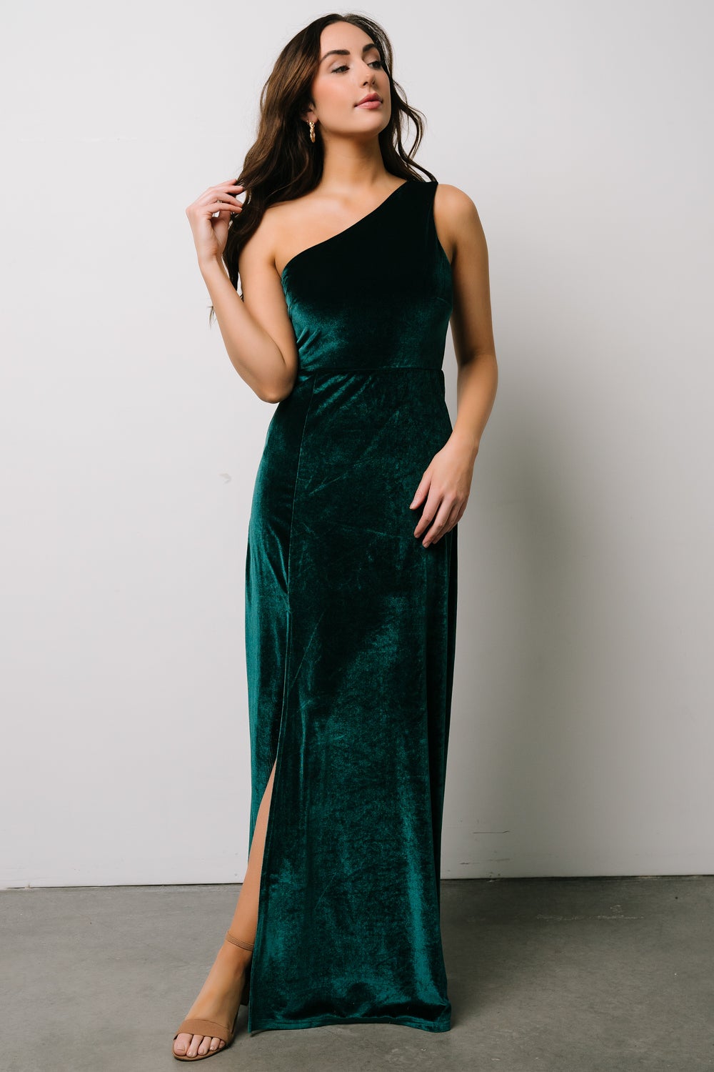 Tatiana Velvet One Shoulder Maxi Dress | Emerald Deals Online