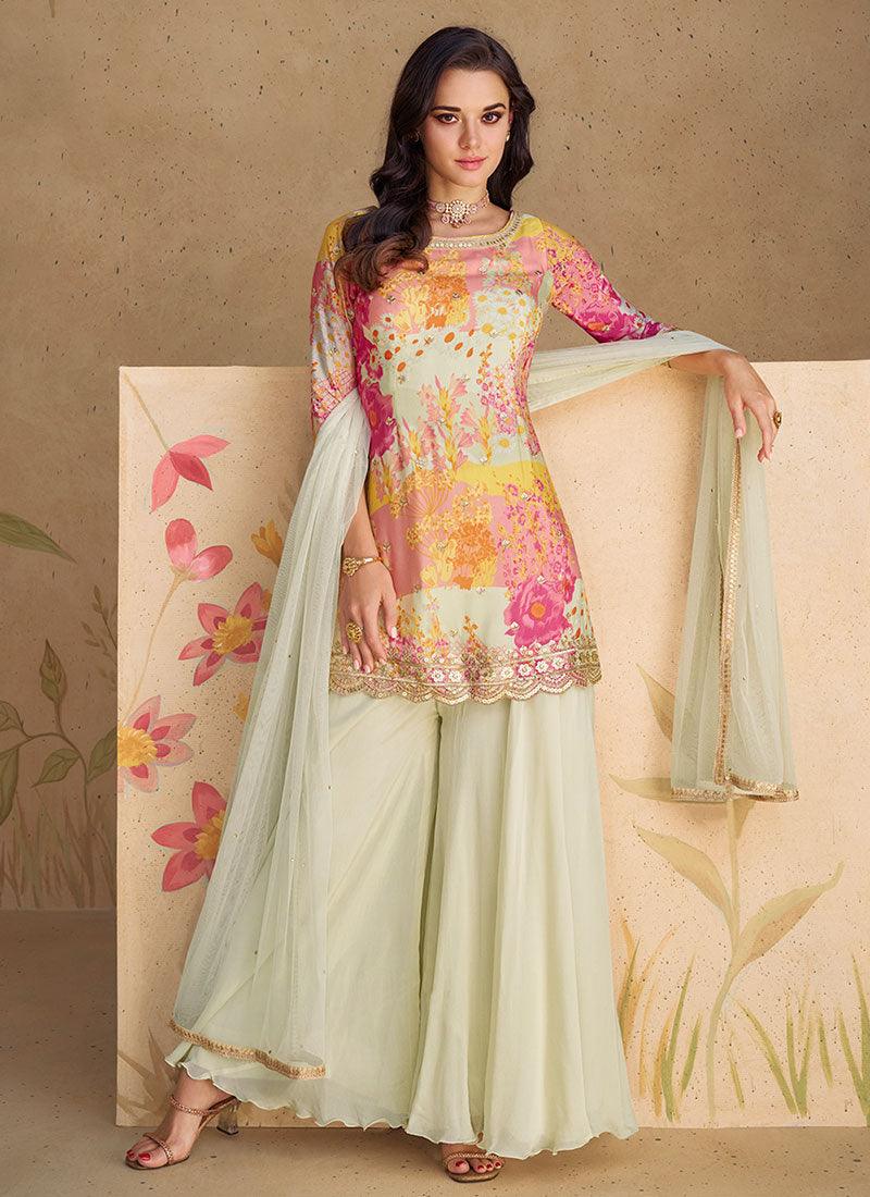 Multicolored Floral Festival Wear Designer Top Palazzo Suit Buy Cheap Largest Supplier