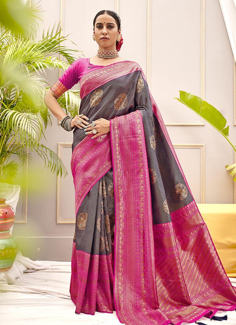 Stunning Pink Color Banarasi Silk Fabric Saree With Silk Weave Discount Many Kinds Of