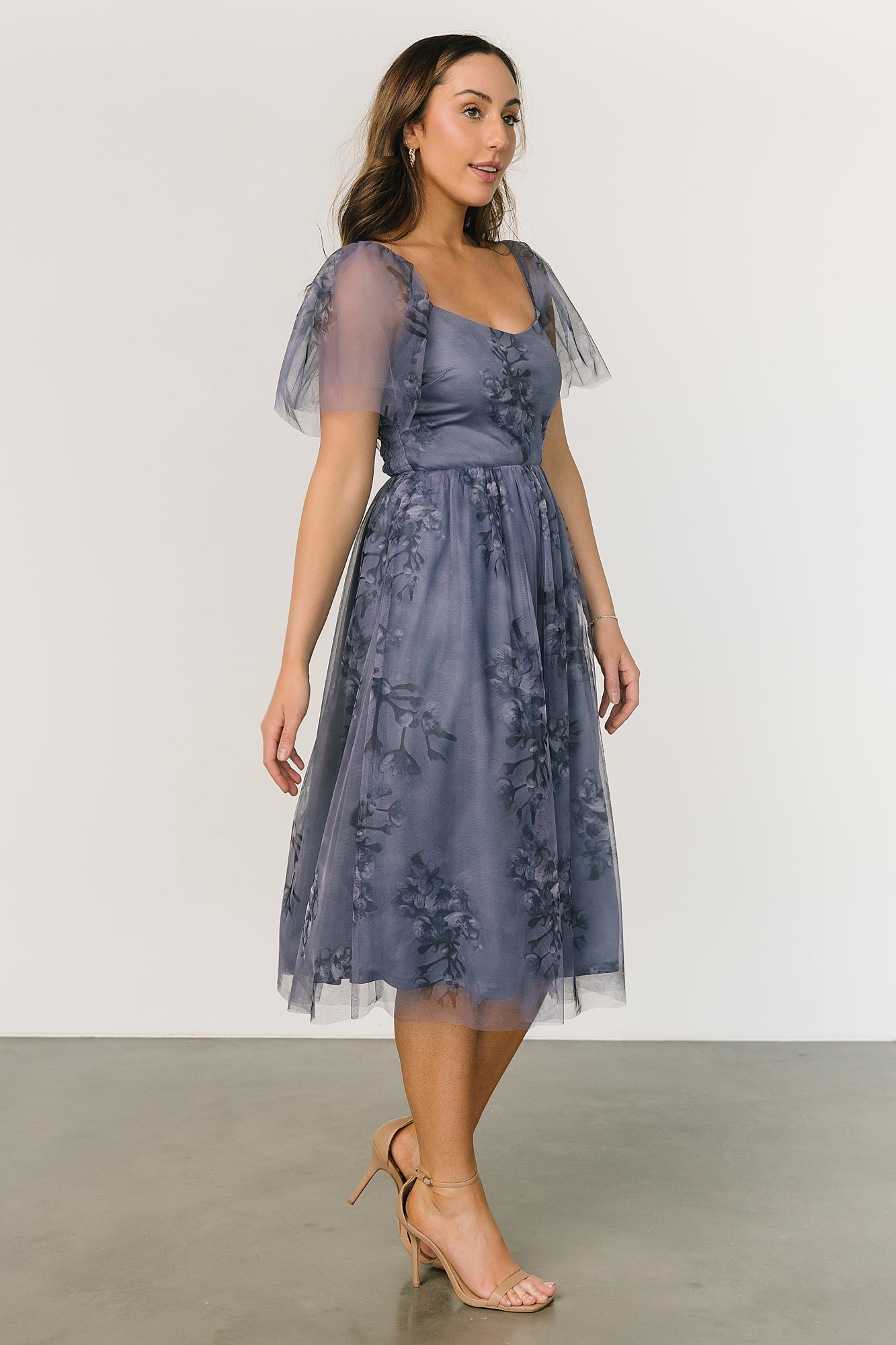 Gwyneth Tulle Midi Dress | Slate Blue Multi Cheap Sale Collections