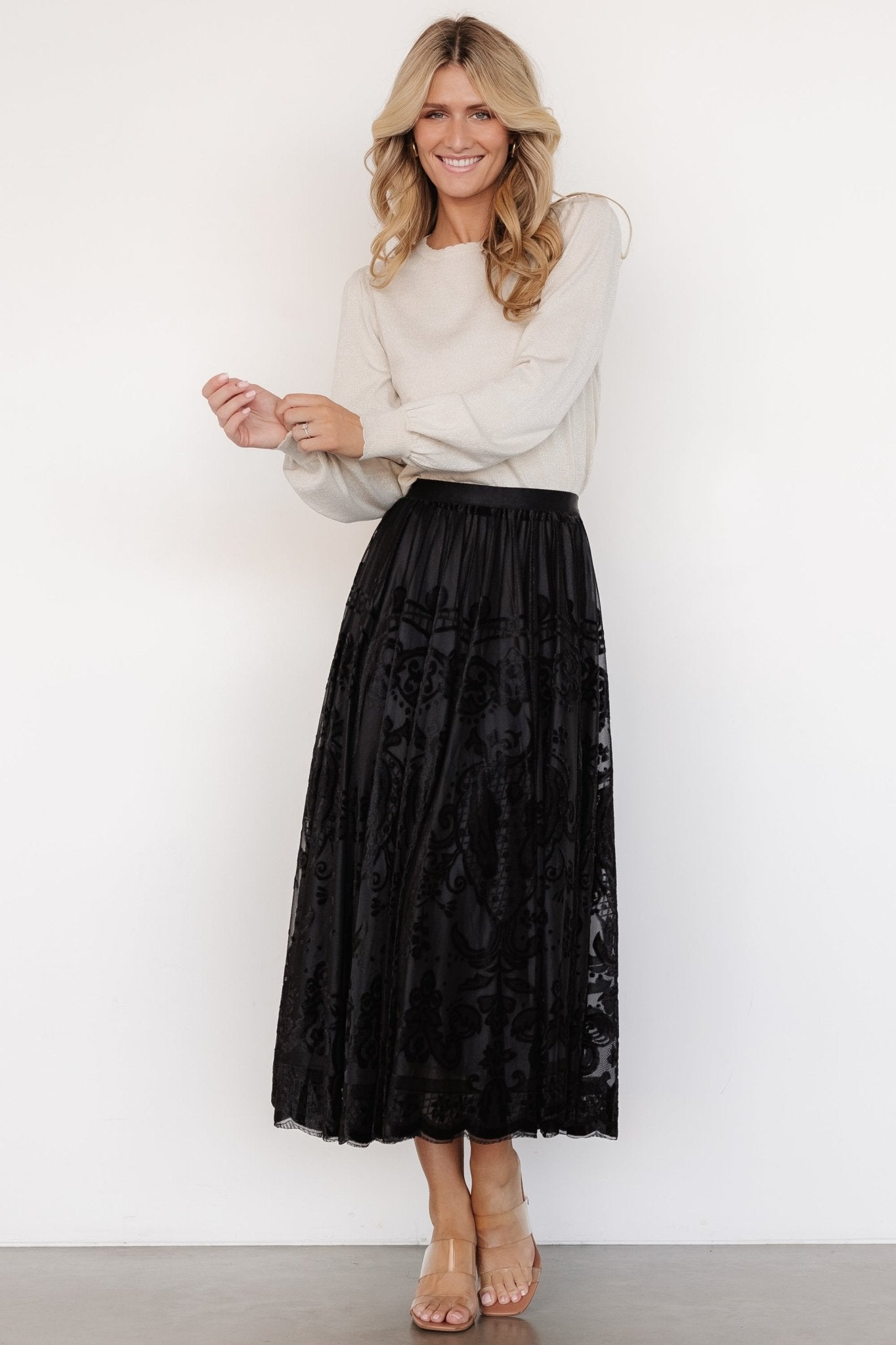 Palini Velvet Skirt | Black Clearance Amazon