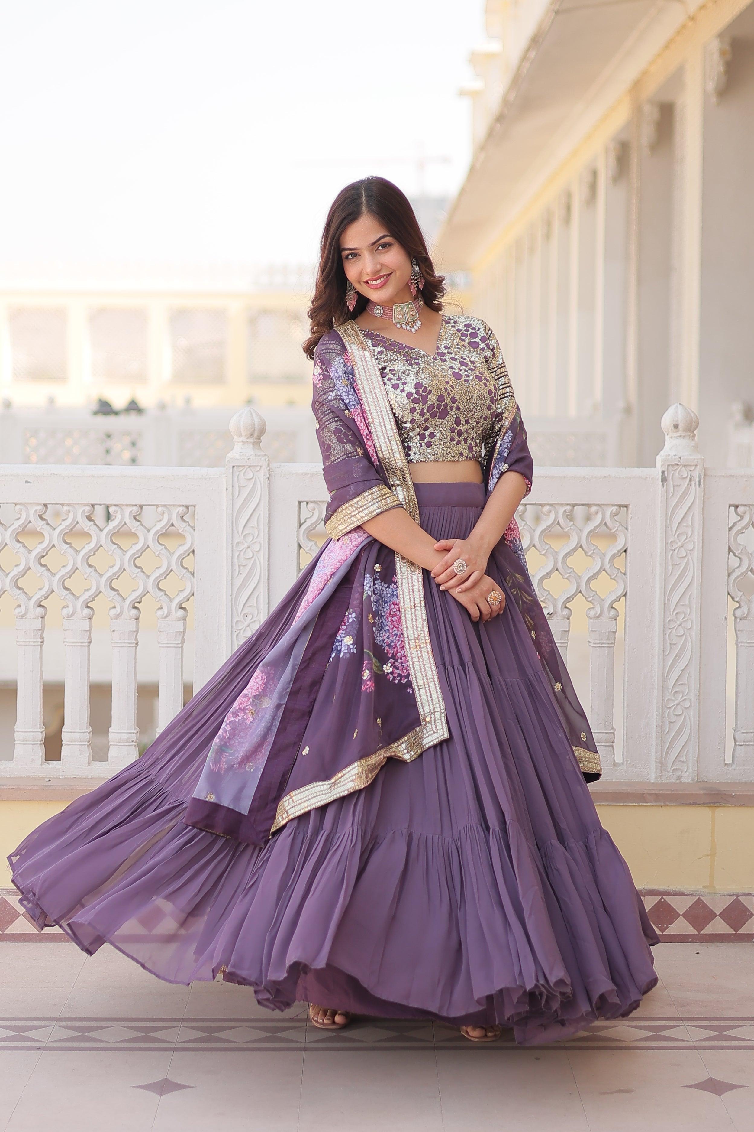 Elegant Floral Lehenga Choli with Embellished Dupatta For Sale 2025