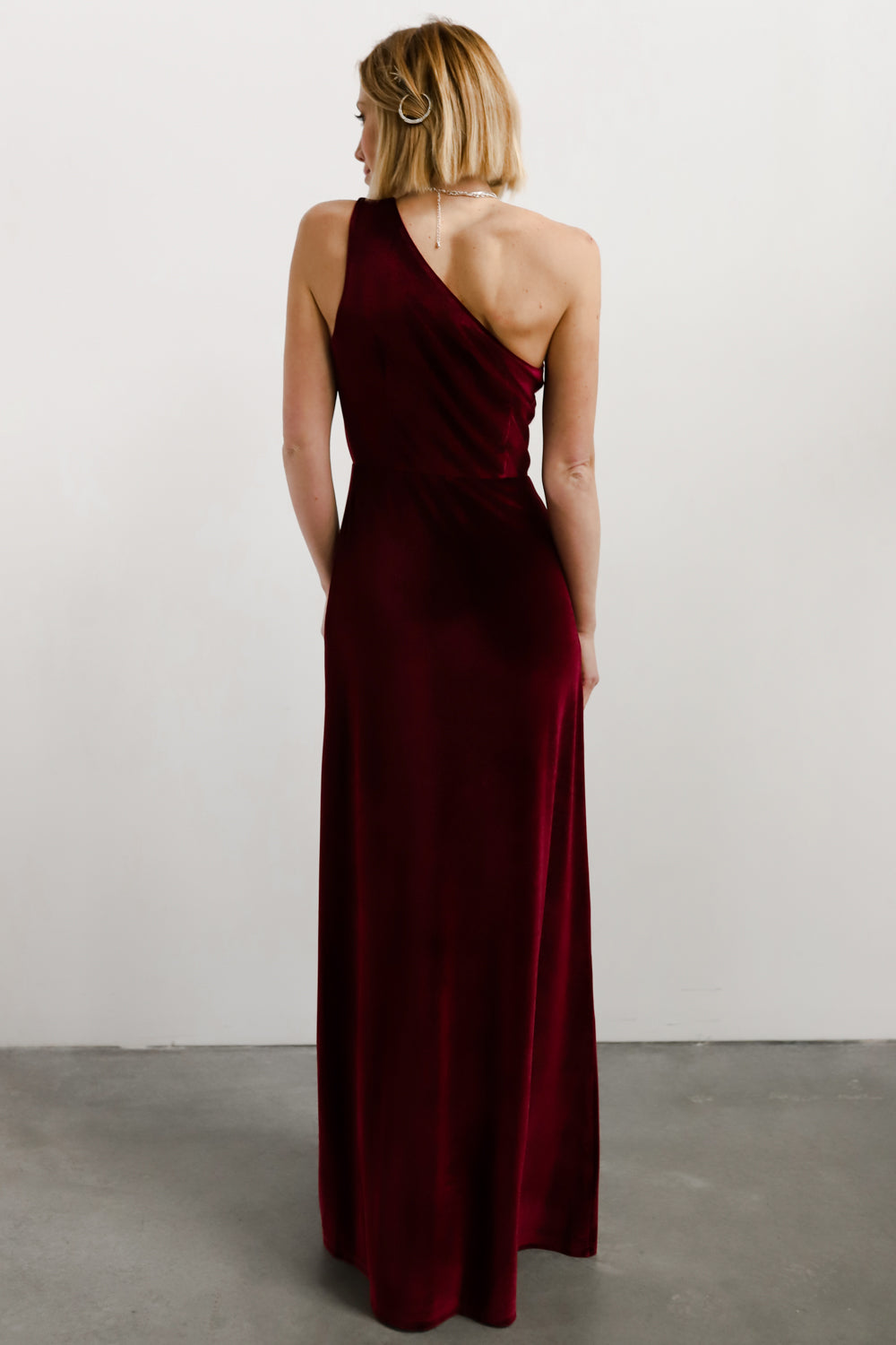 Tatiana Velvet One Shoulder Maxi Dress | Merlot Outlet Deals