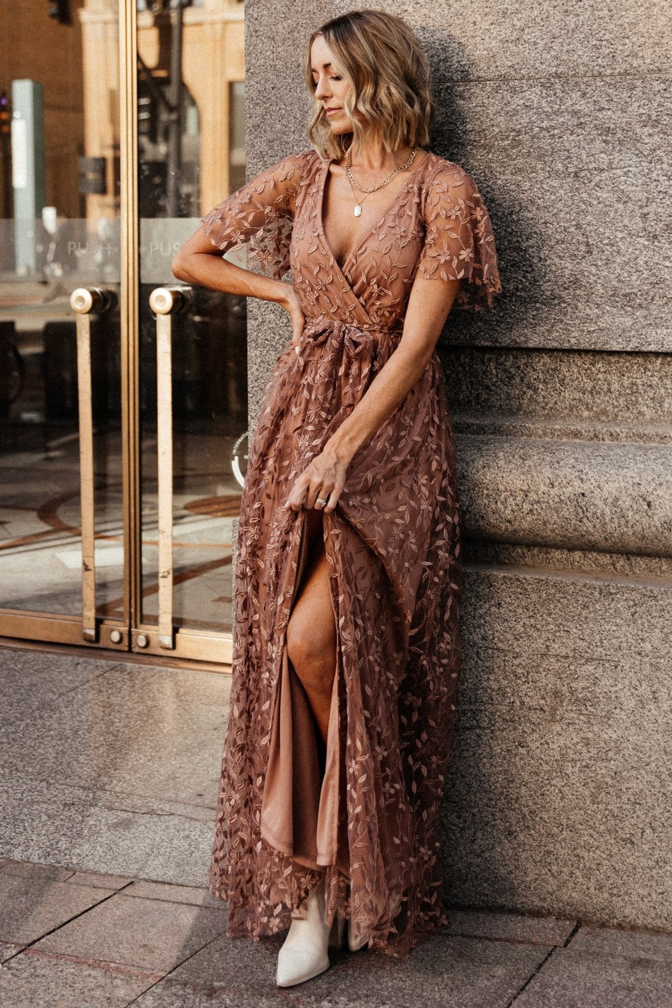 Marseille Embossed Maxi Dress | Nude Rose Outlet Deals