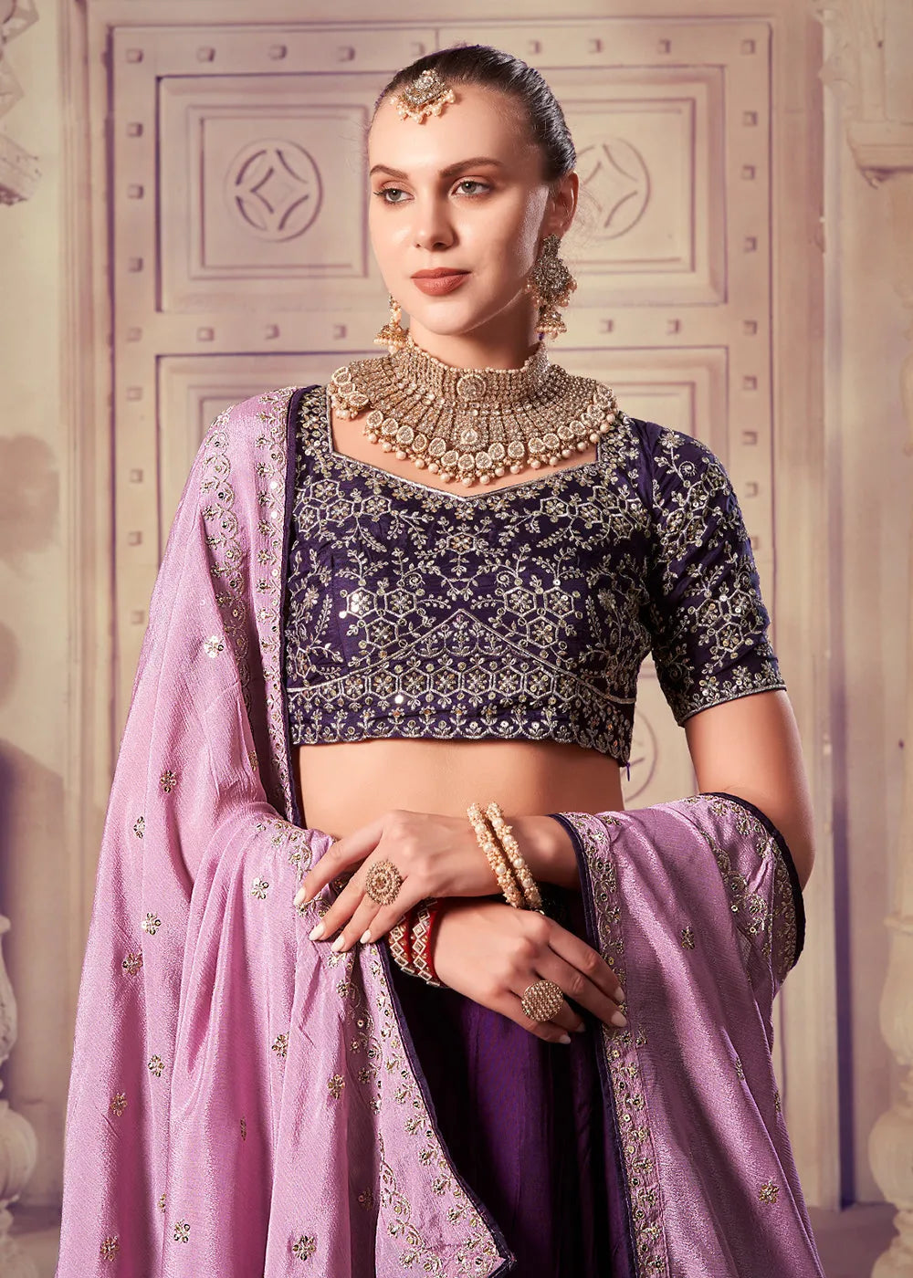 Outstanding and Precious Wine Designer Wedding Style Lehenga Choli Clearance From China