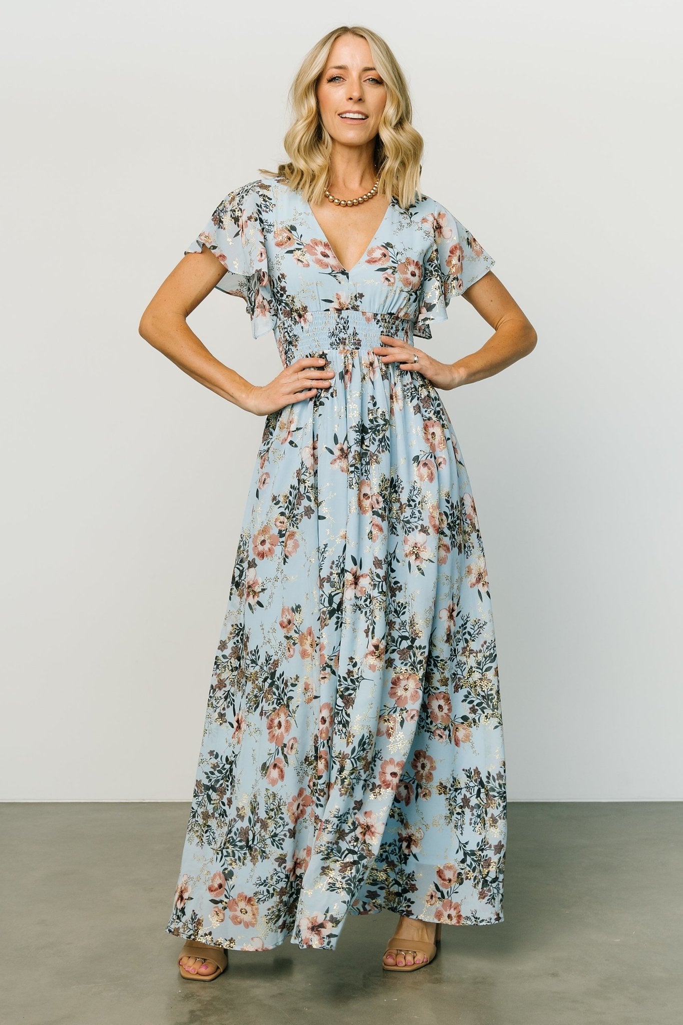 Lynlee Metallic Maxi Dress | Light Blue Amazon Sale Online