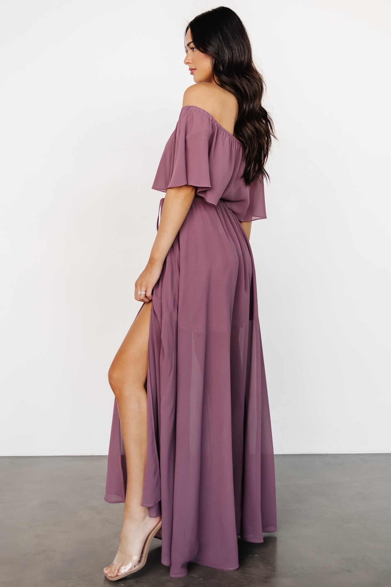 Victoria Off Shoulder Maxi Dress | Vintage Plum Clearance Exclusive