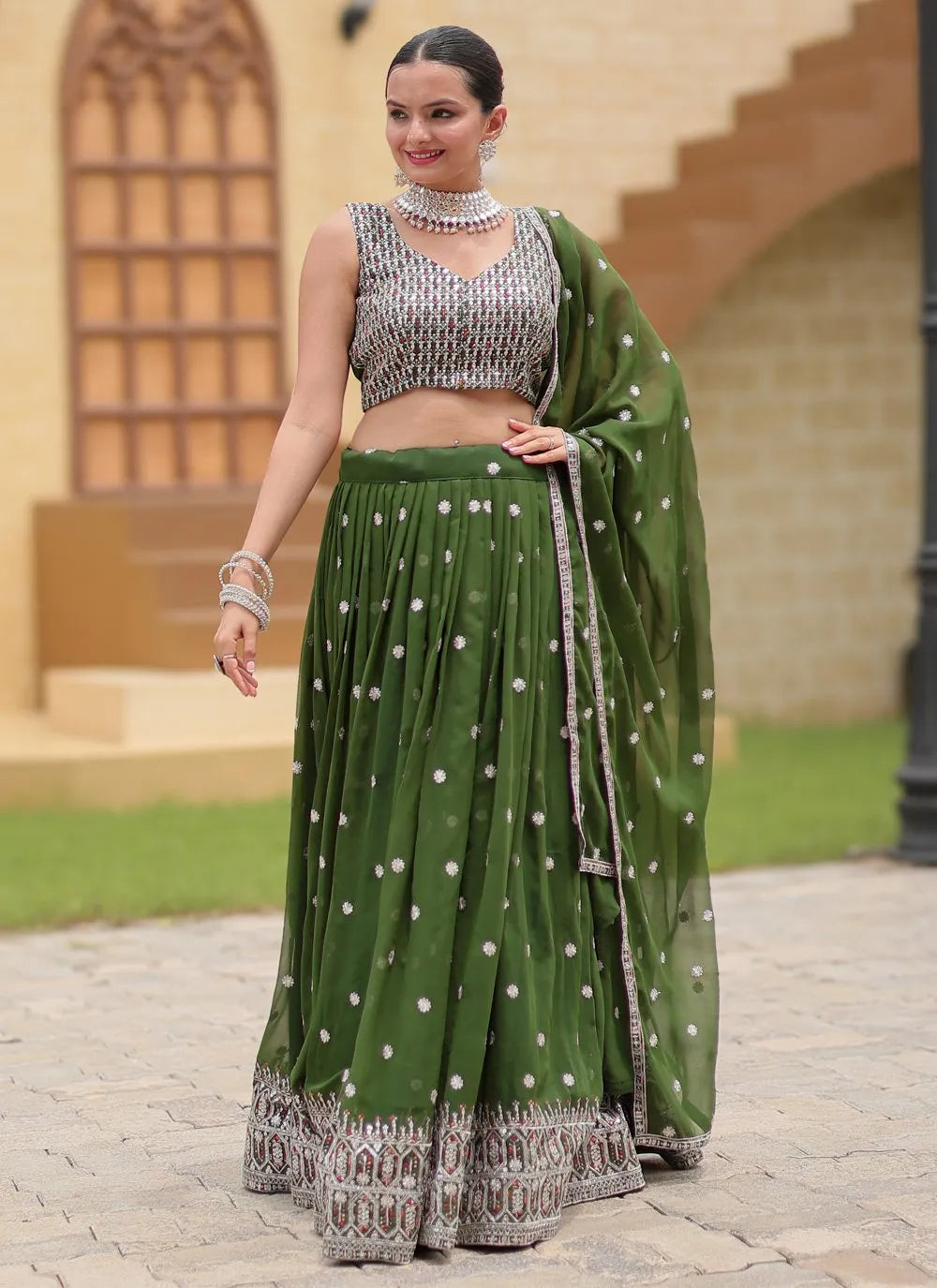 Designer Green Classic  Lehenga Choli Set Cheap Store