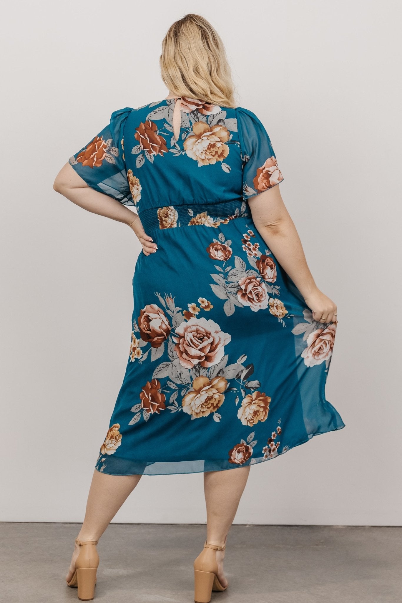 Sarah Smocked Midi Dress | Blue Floral Free Shipping Best Place