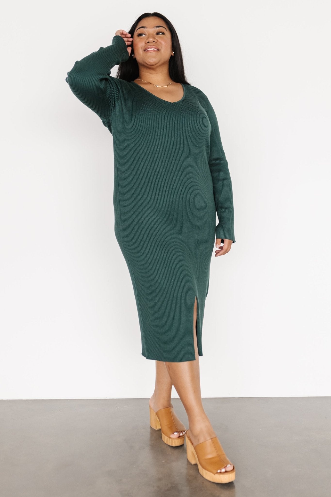 Fairmount Ribbed Midi Dress | Green Outlet Fashion Style