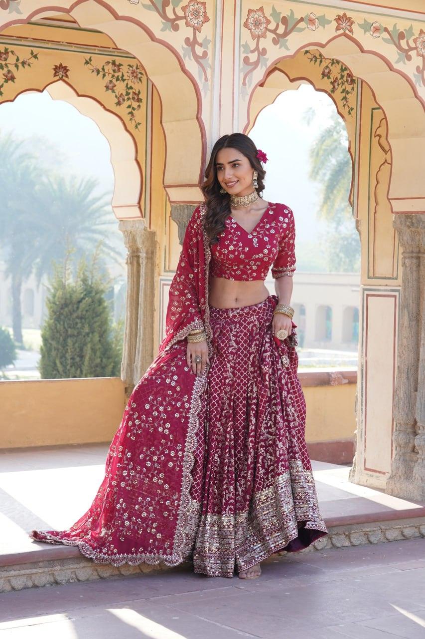 Attractive Pure Viscous Georgette Heavy Sequins Embroidered Lehenga Choli Set Countdown Package