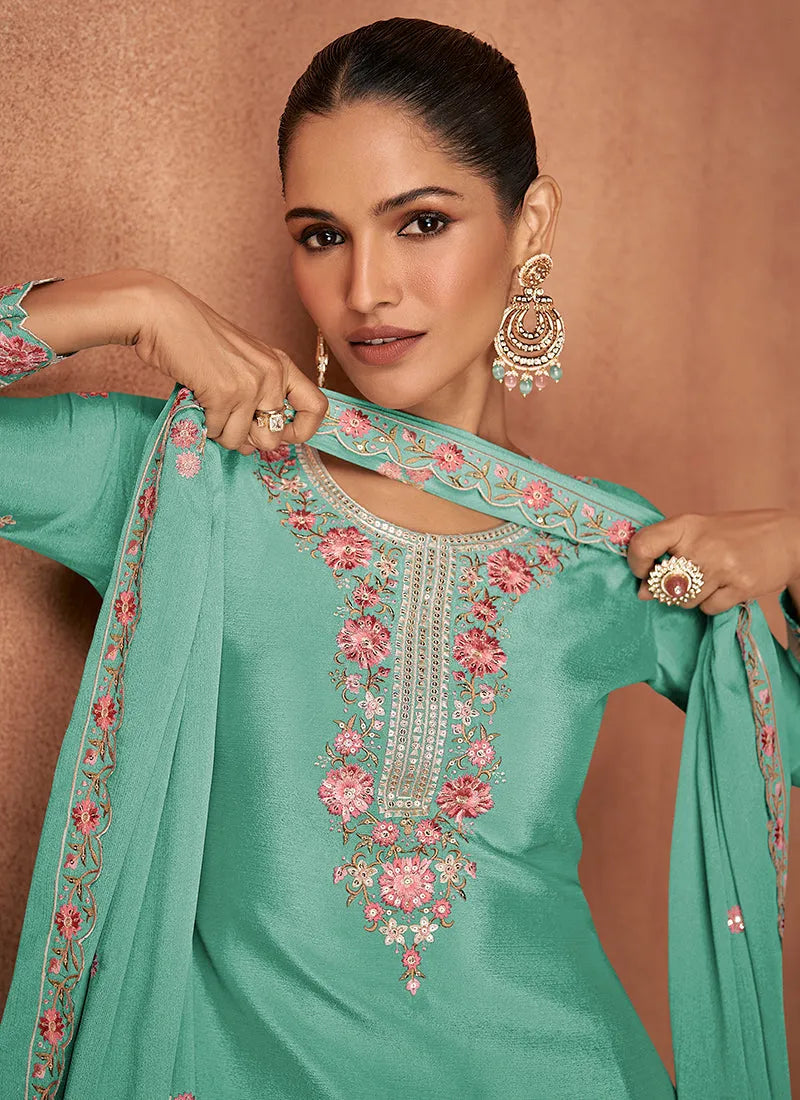 Outstanding Designer Embroidered Party Wear Sharara Suit Visit Sale Online