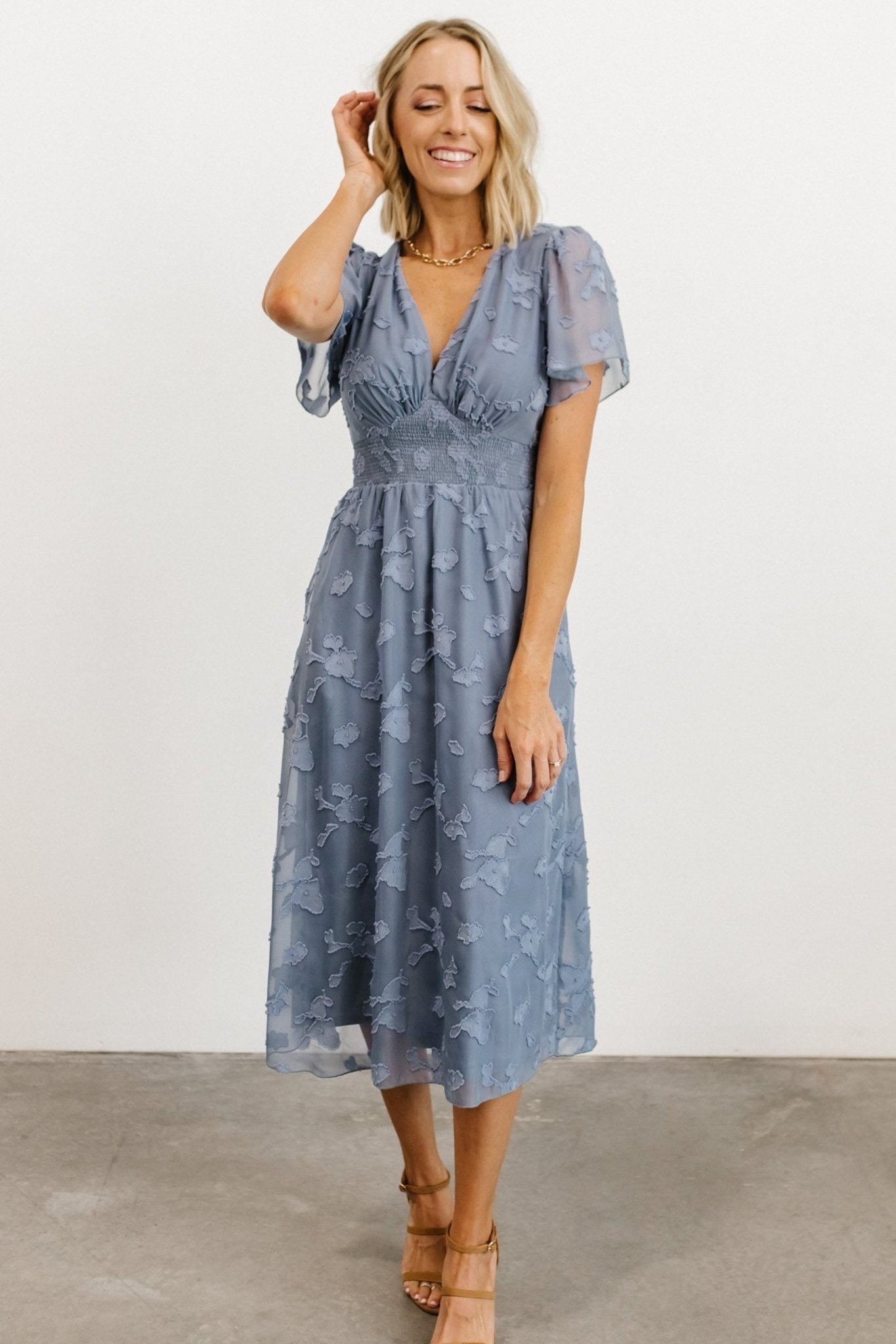 June Smocked Midi Dress | Blue Cheap Amazon