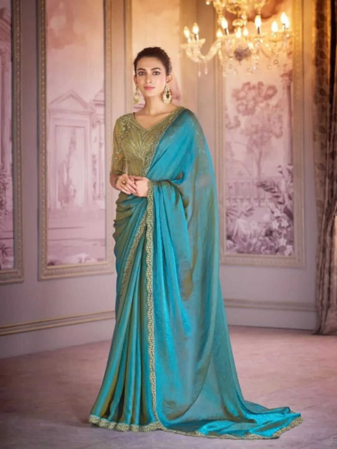 Superb Shiny Light Blue Chiffon Organza Embroidered Saree Cheap Sale Tumblr