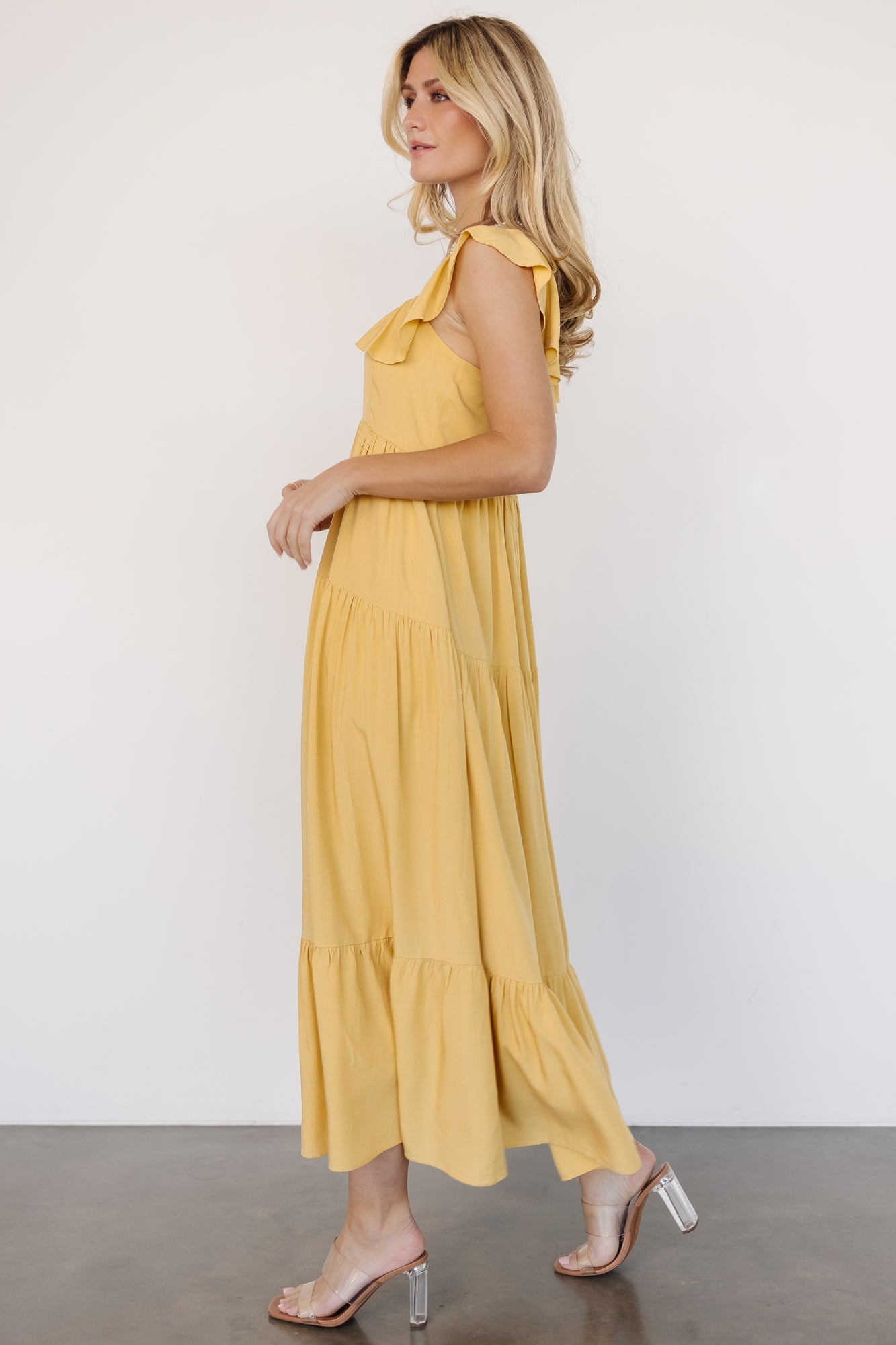 Ellie Ruffle Top Dress | Golden Yellow Big Sale Sale Online