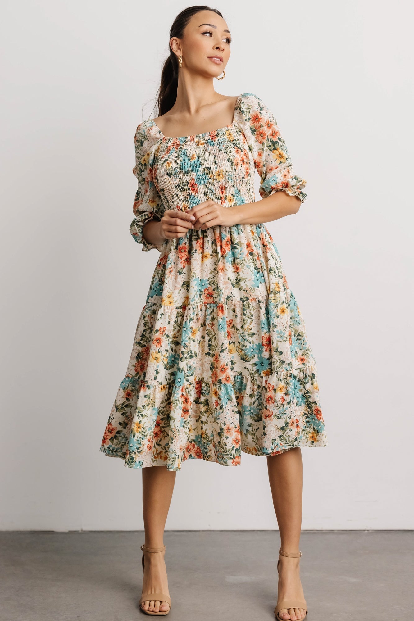 Marta Smocked Midi Dress | Summer Floral 100% Authentic